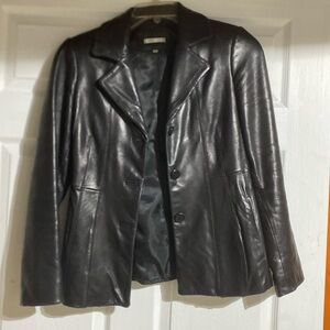 Black Genuine leather coat